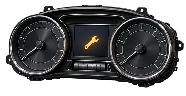 Instrument cluster showing the service wrench indicator.